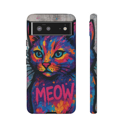„Meow Madness – etui na telefon z motywem graffiti i kotem w stylu street art”