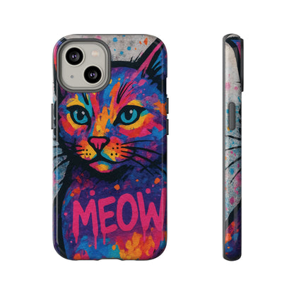 „Meow Madness – etui na telefon z motywem graffiti i kotem w stylu street art”