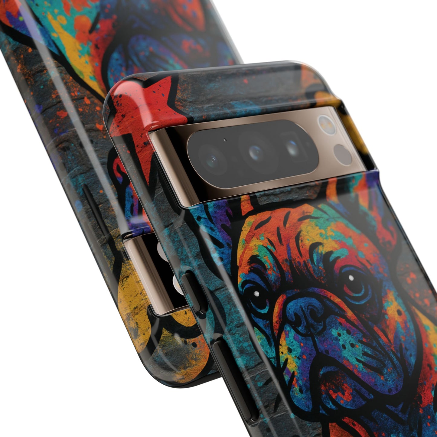„Urban Woof – etui na telefon z motywem graffiti i psa w stylu street art”