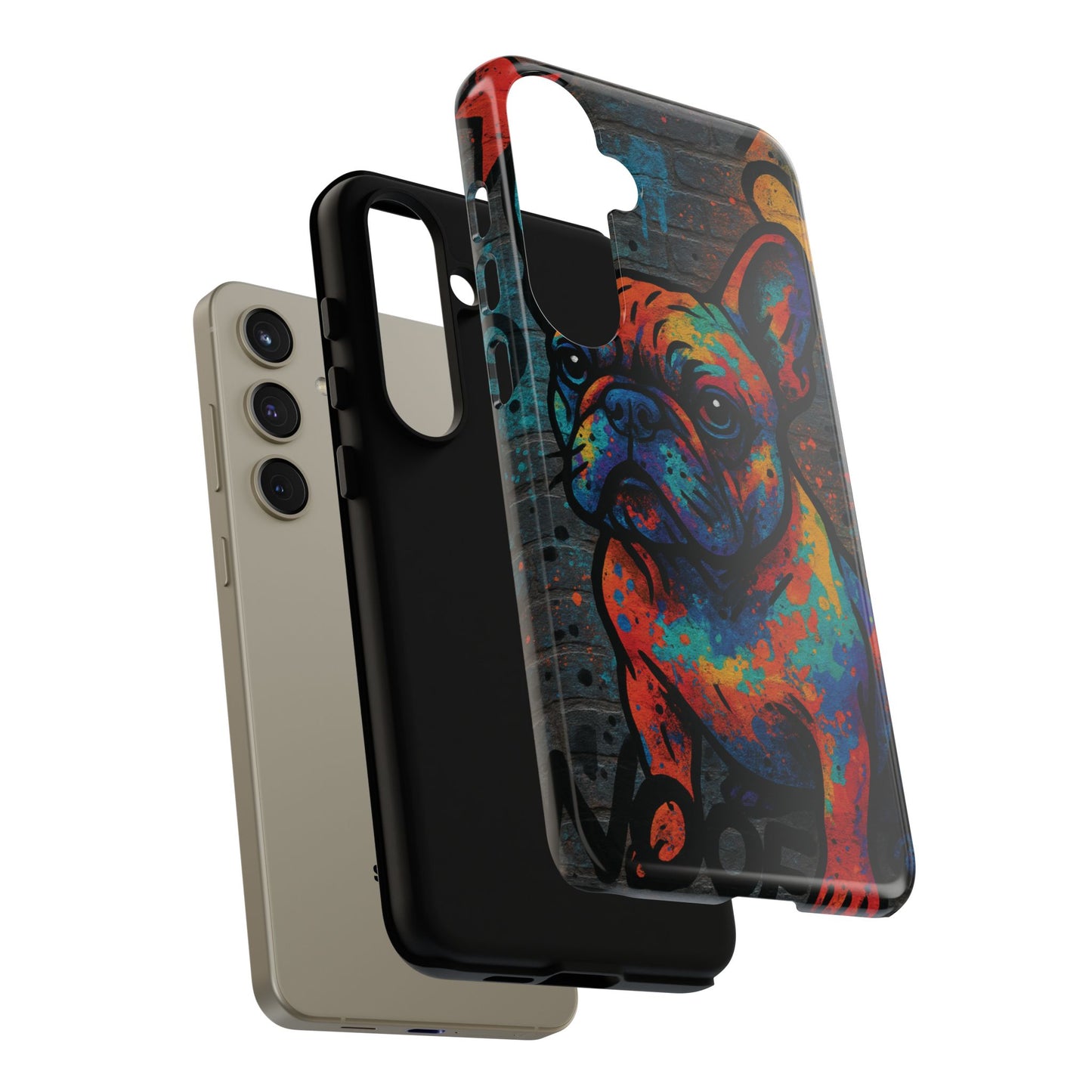„Urban Woof – etui na telefon z motywem graffiti i psa w stylu street art”
