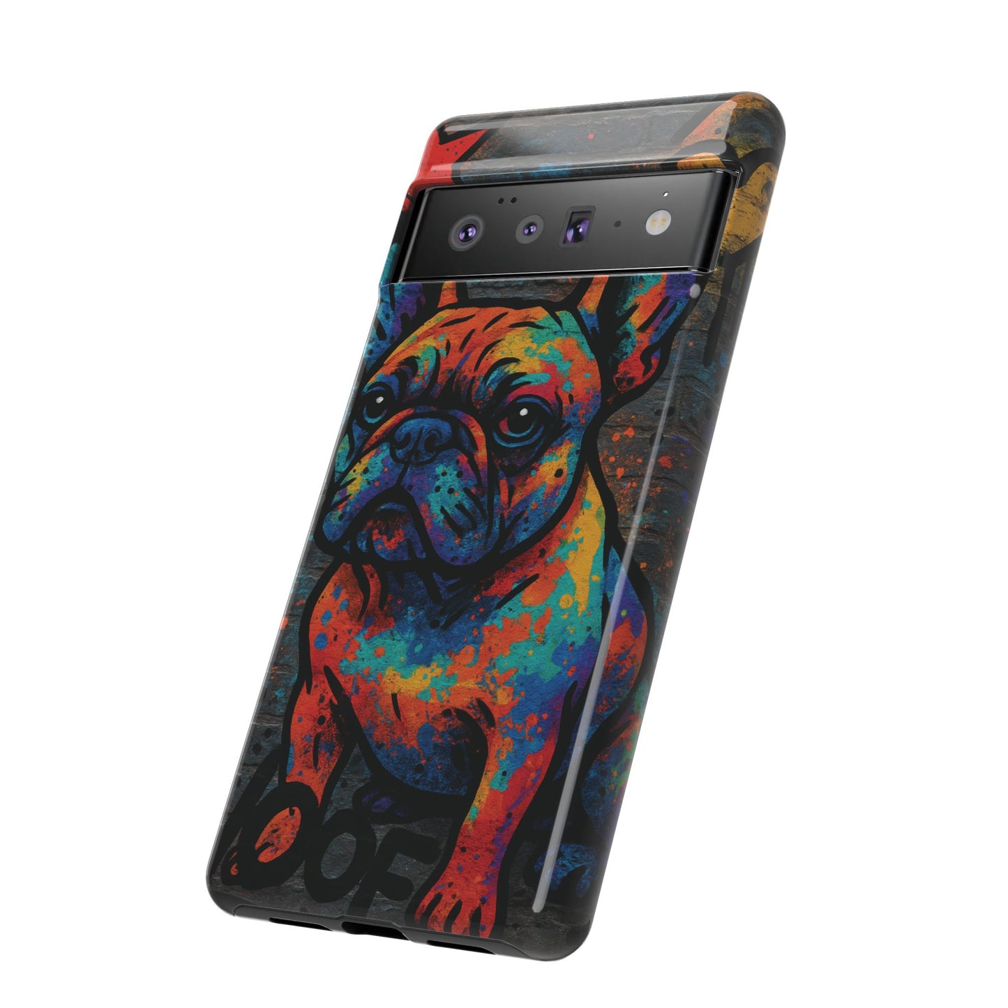 „Urban Woof – etui na telefon z motywem graffiti i psa w stylu street art”