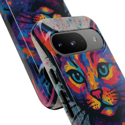 „Meow Madness – etui na telefon z motywem graffiti i kotem w stylu street art”