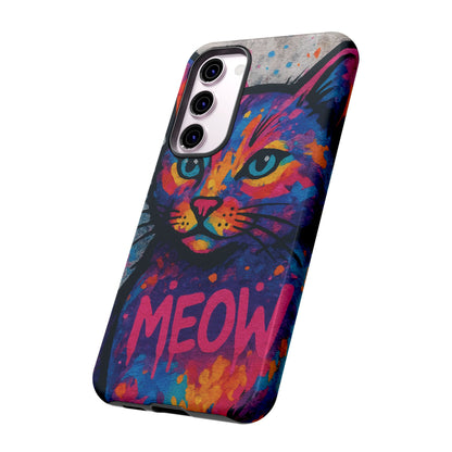 „Meow Madness – etui na telefon z motywem graffiti i kotem w stylu street art”