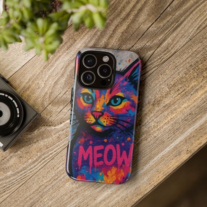 „Meow Madness – etui na telefon z motywem graffiti i kotem w stylu street art”