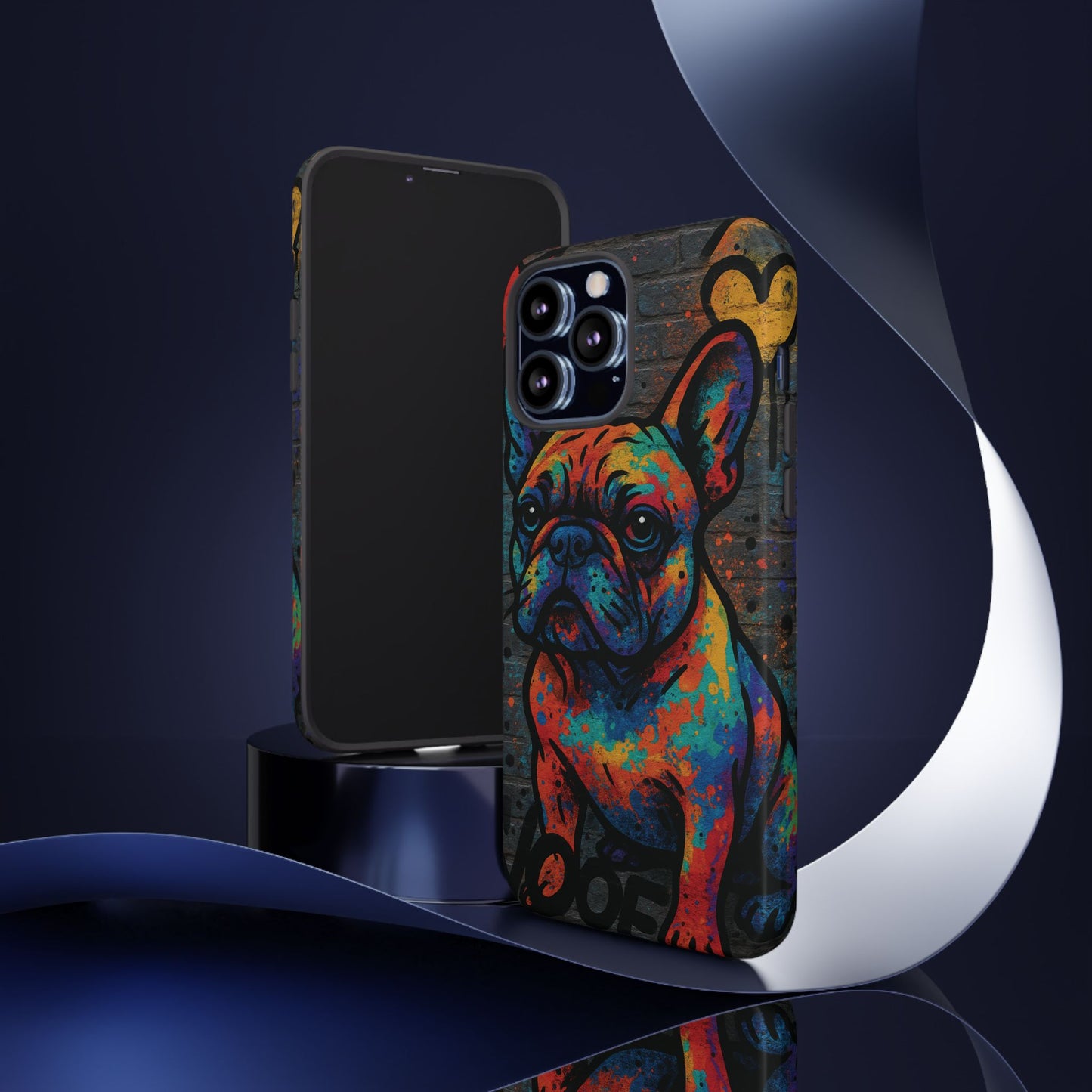 „Urban Woof – etui na telefon z motywem graffiti i psa w stylu street art”