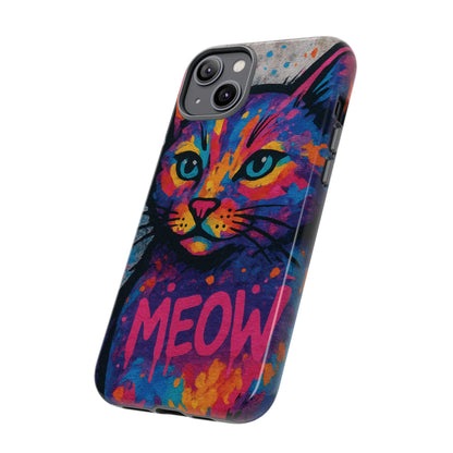 „Meow Madness – etui na telefon z motywem graffiti i kotem w stylu street art”