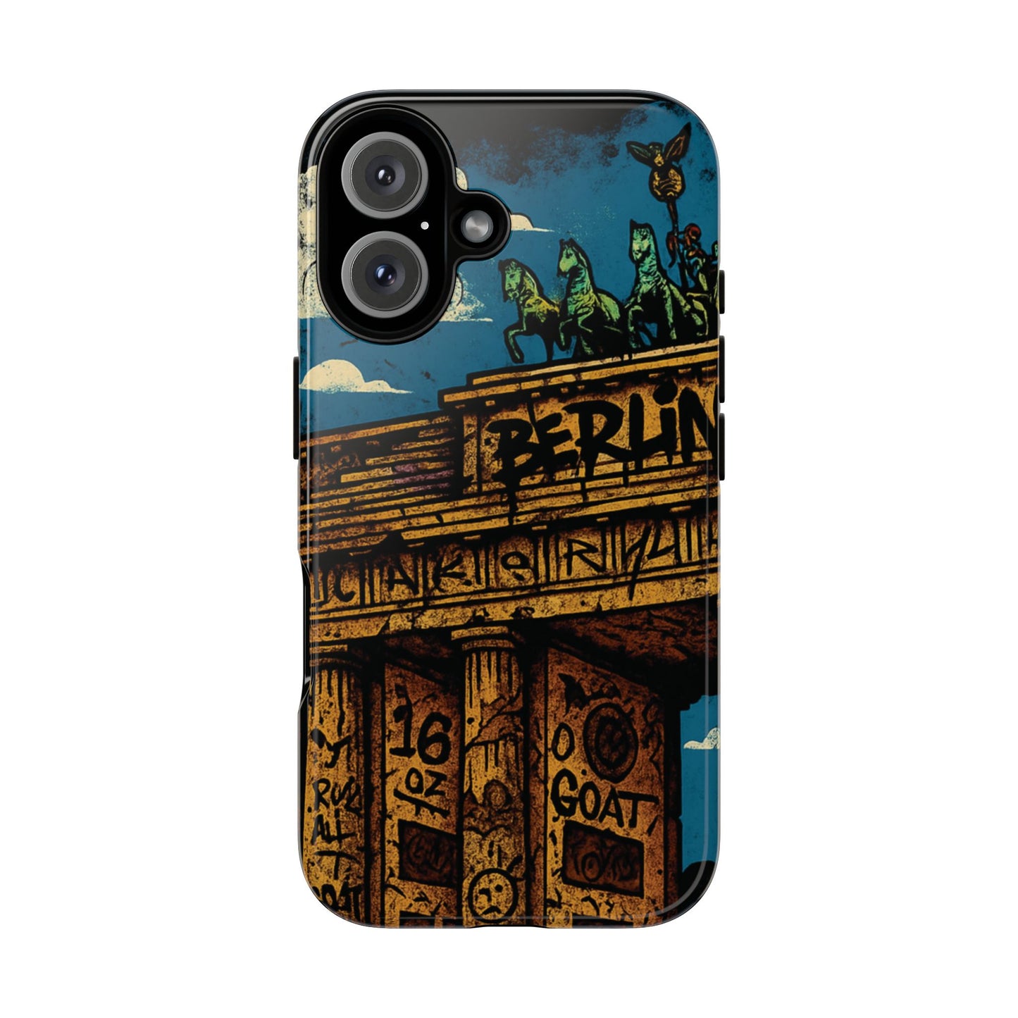 „Berlin Raw – Etui na telefon w stylu ulicznym z Bramą Brandenburską w stylu graffiti”