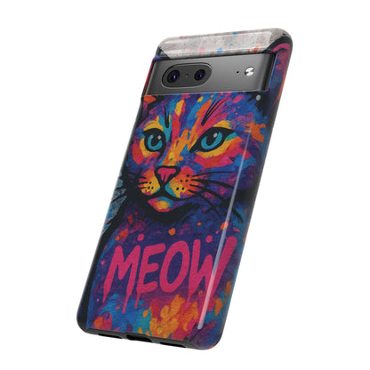 „Meow Madness – etui na telefon z motywem graffiti i kotem w stylu street art”