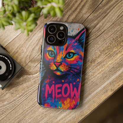„Meow Madness – etui na telefon z motywem graffiti i kotem w stylu street art”