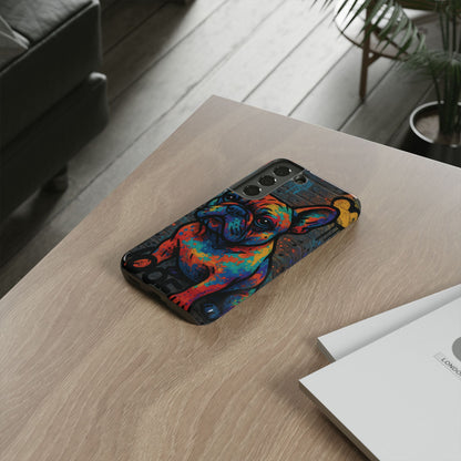 „Urban Woof – etui na telefon z motywem graffiti i psa w stylu street art”