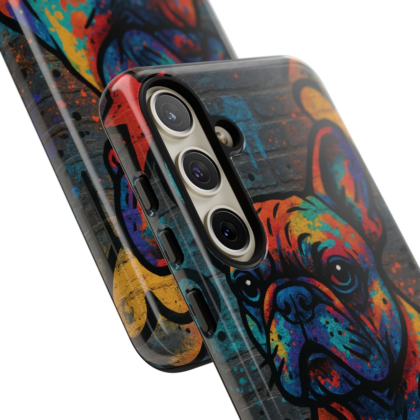 „Urban Woof – etui na telefon z motywem graffiti i psa w stylu street art”