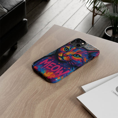 „Meow Madness – etui na telefon z motywem graffiti i kotem w stylu street art”