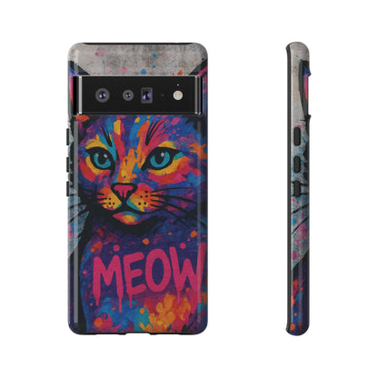 „Meow Madness – etui na telefon z motywem graffiti i kotem w stylu street art”