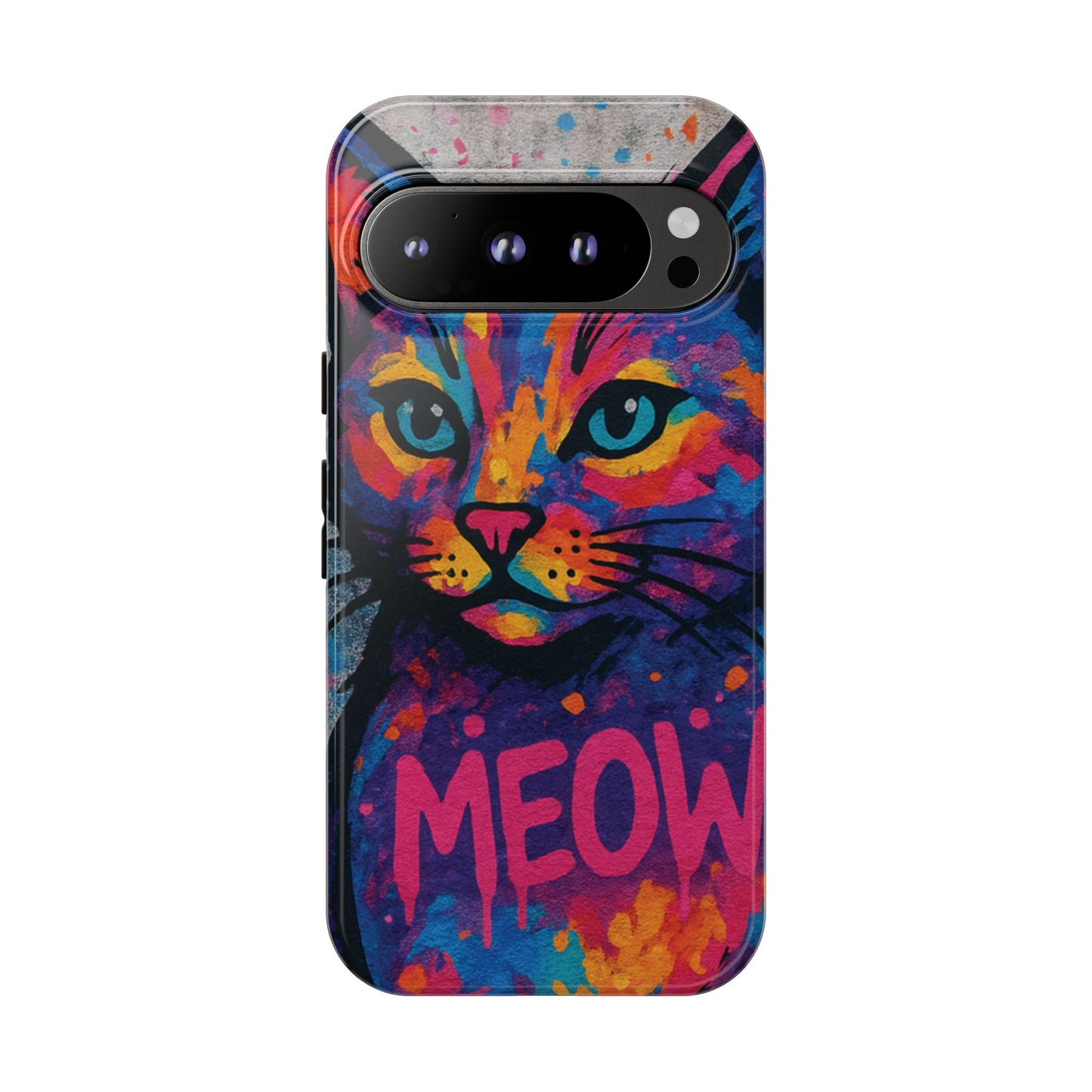 „Meow Madness – etui na telefon z motywem graffiti i kotem w stylu street art”