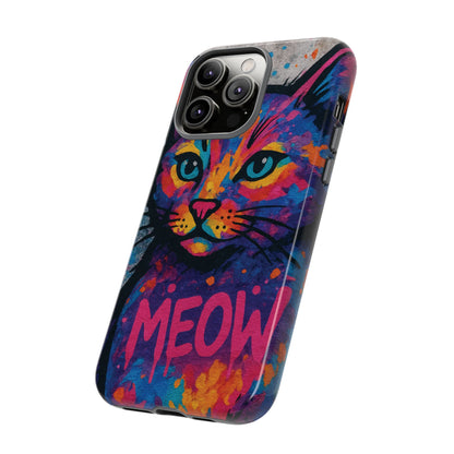 „Meow Madness – etui na telefon z motywem graffiti i kotem w stylu street art”