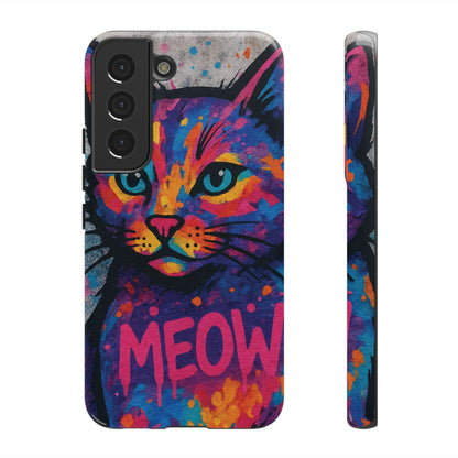 „Meow Madness – etui na telefon z motywem graffiti i kotem w stylu street art”