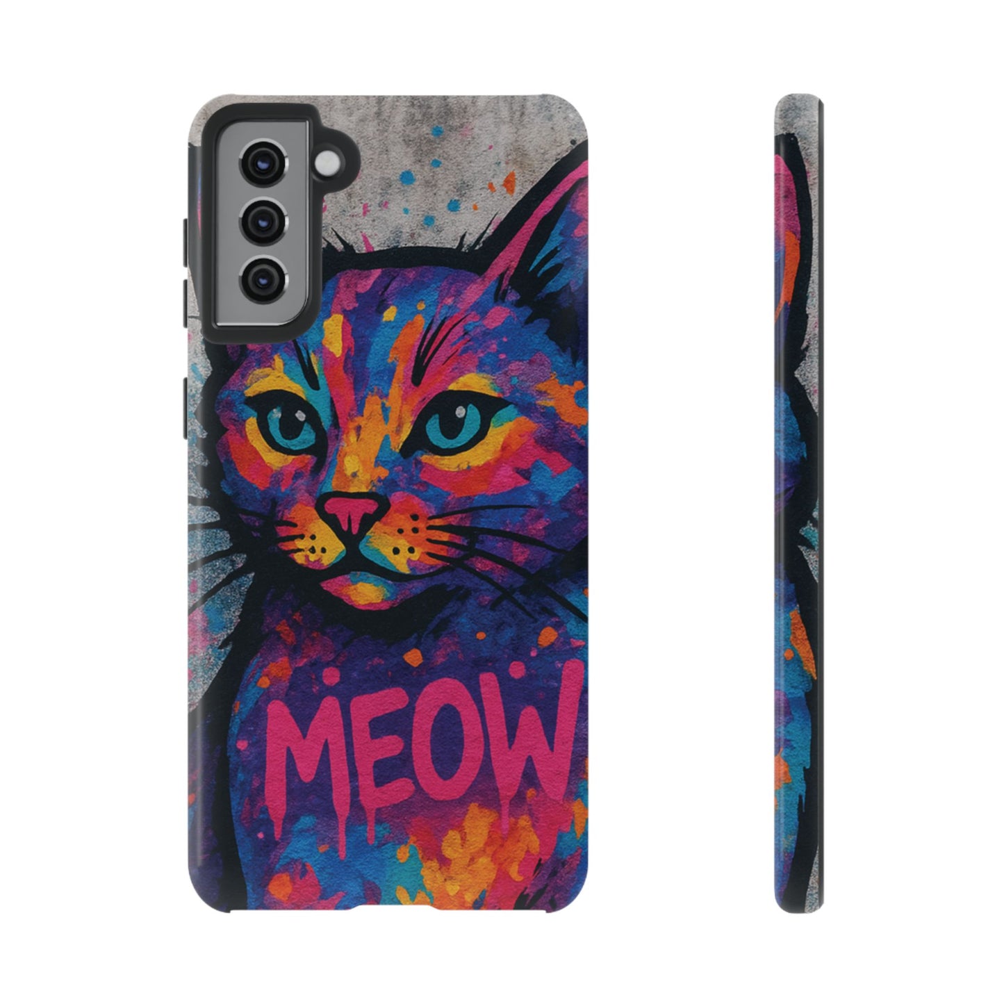 „Meow Madness – etui na telefon z motywem graffiti i kotem w stylu street art”