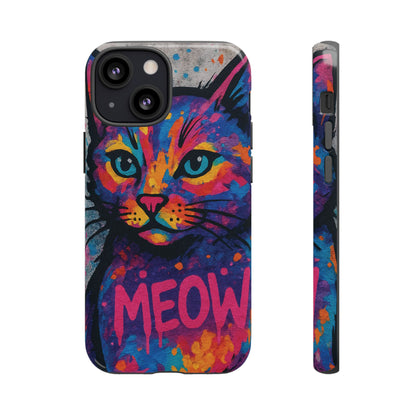 „Meow Madness – etui na telefon z motywem graffiti i kotem w stylu street art”