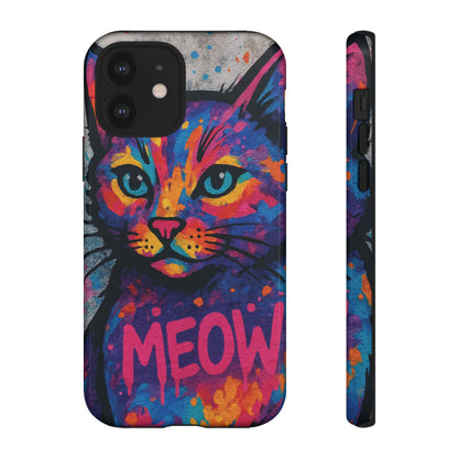 „Meow Madness – etui na telefon z motywem graffiti i kotem w stylu street art”