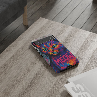 „Meow Madness – etui na telefon z motywem graffiti i kotem w stylu street art”