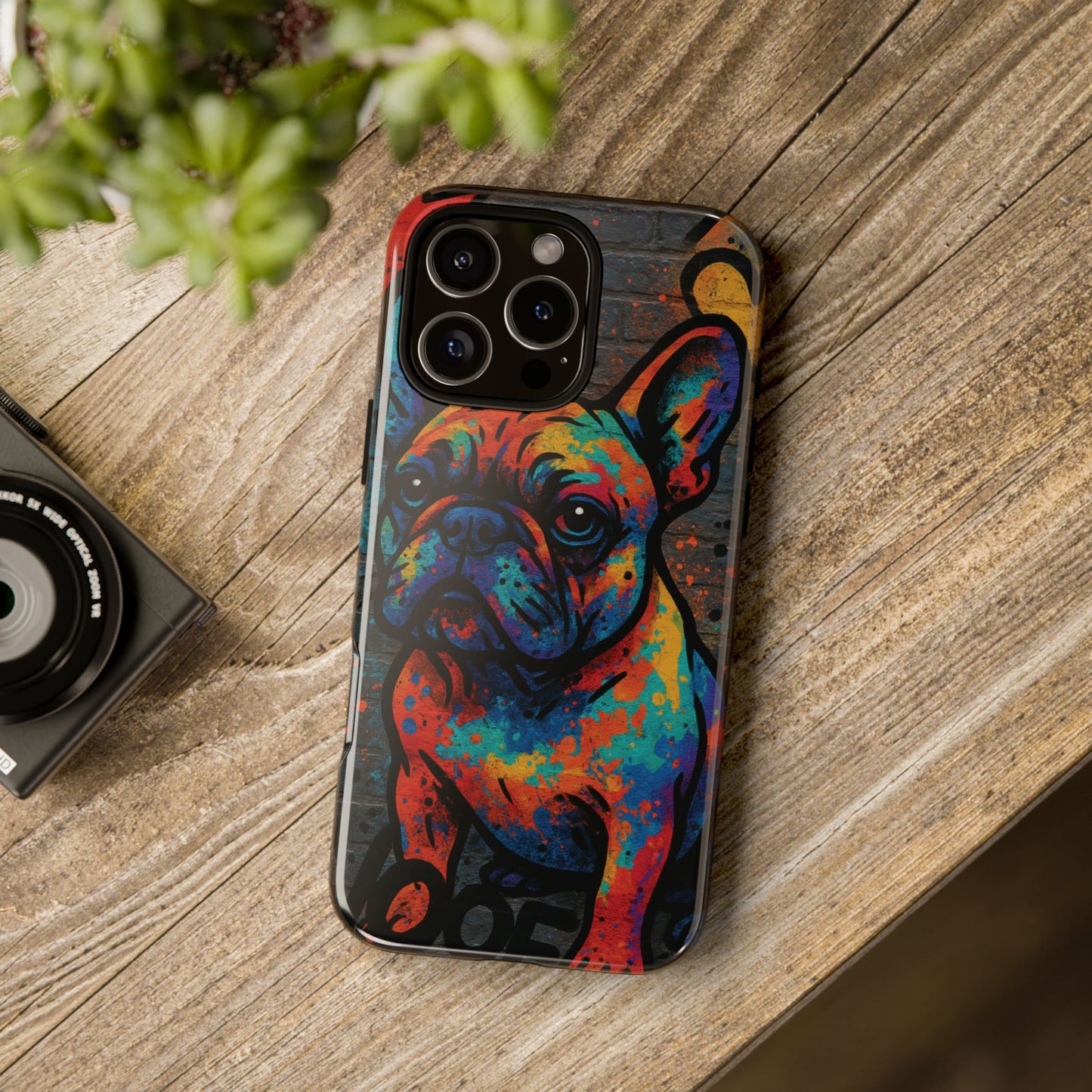 „Urban Woof – etui na telefon z motywem graffiti i psa w stylu street art”