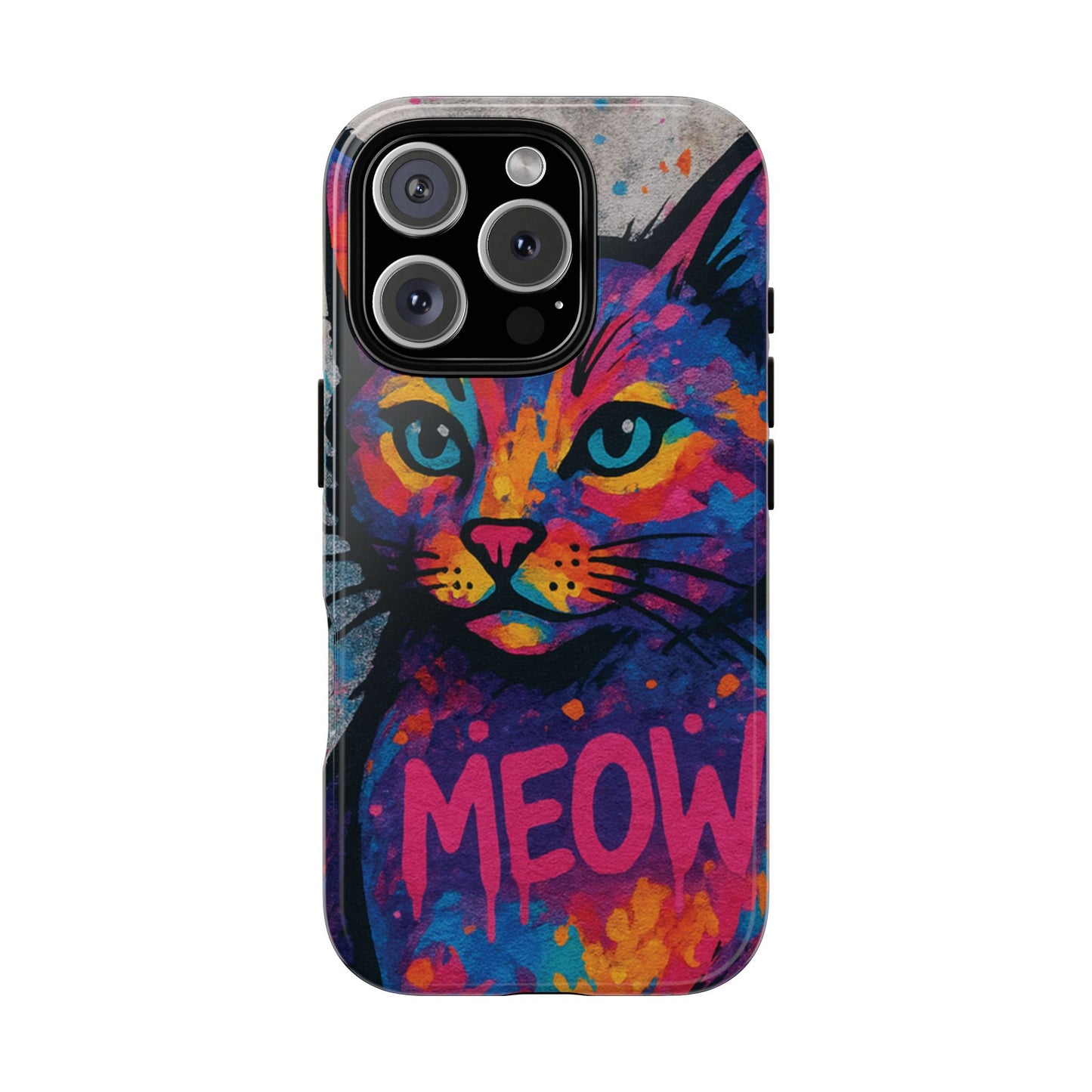 „Meow Madness – etui na telefon z motywem graffiti i kotem w stylu street art”