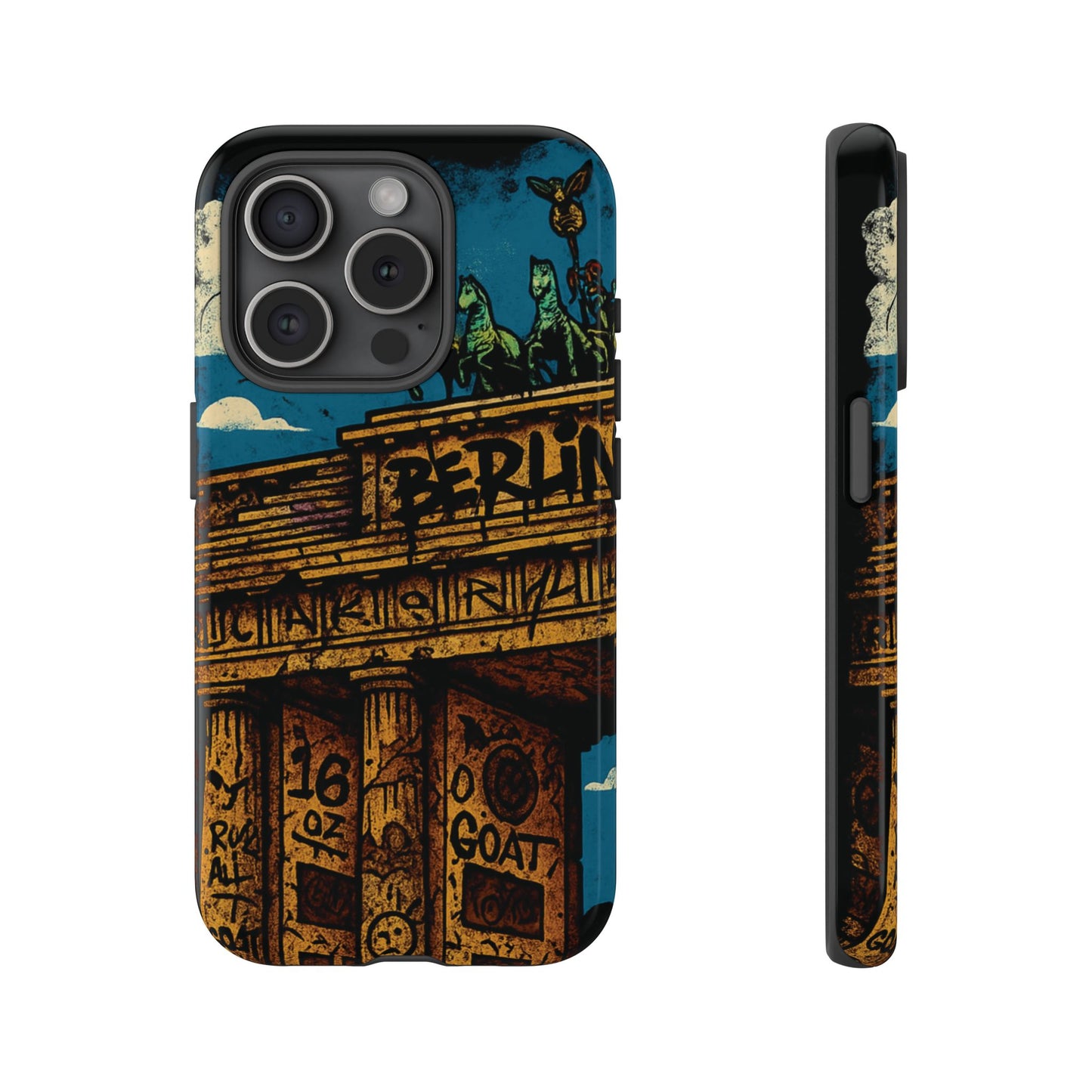 „Berlin Raw – Etui na telefon w stylu ulicznym z Bramą Brandenburską w stylu graffiti”