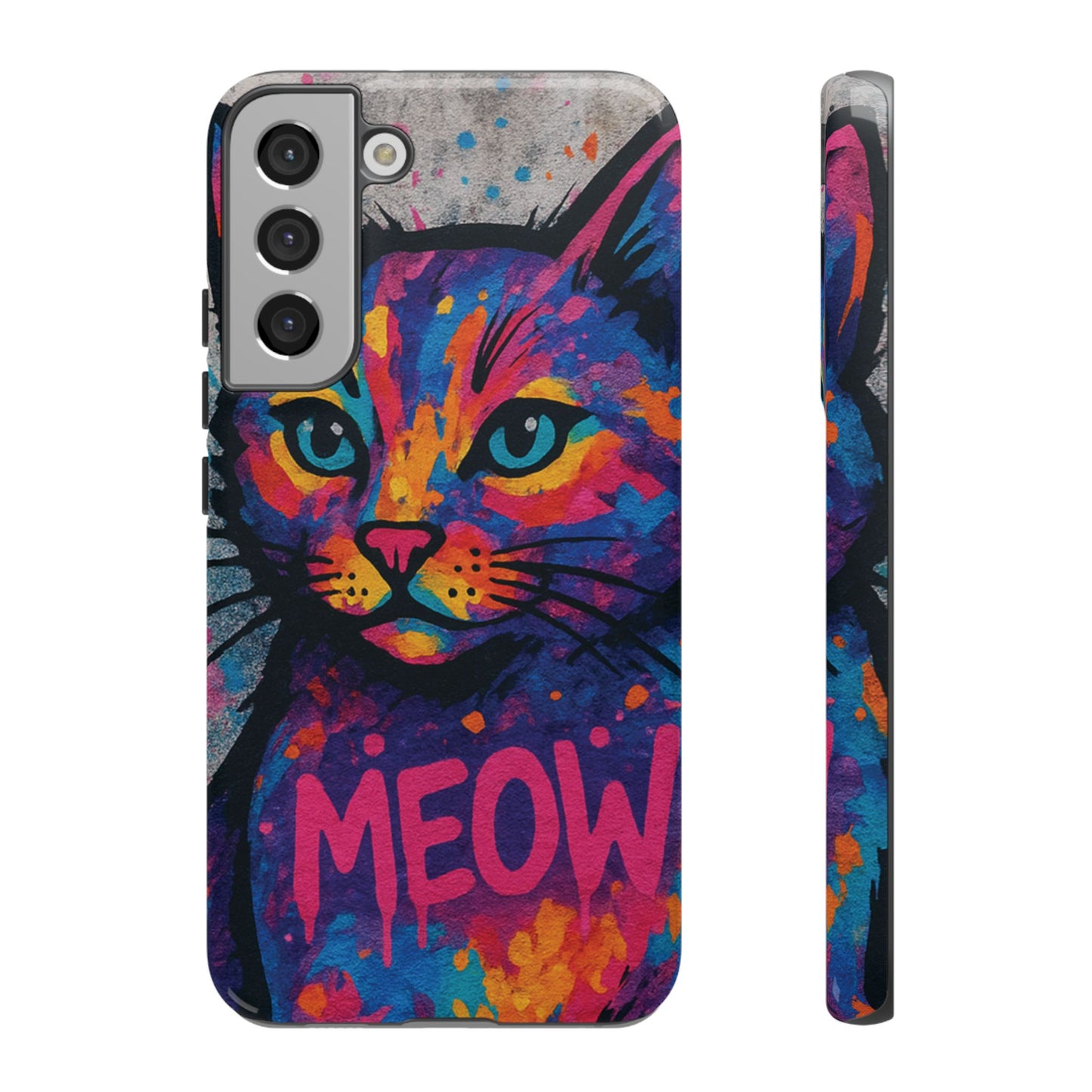 „Meow Madness – etui na telefon z motywem graffiti i kotem w stylu street art”
